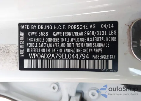 2014 Porsche Panamera E-Hybrid S z USA, uszkodzony, nr VIN WP0AD2A79EL044794